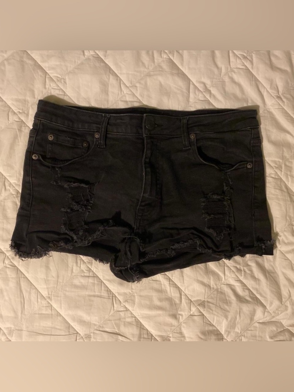 Aeropostale Black Distressed Jean Shorts